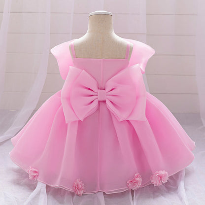 Baby Girl Baptism Dress – 1st Birthday Pink Gown
