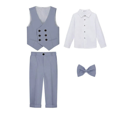 Teenagers’ Formal Tuxedo – Beige Waistcoat Set for Weddings & Parties