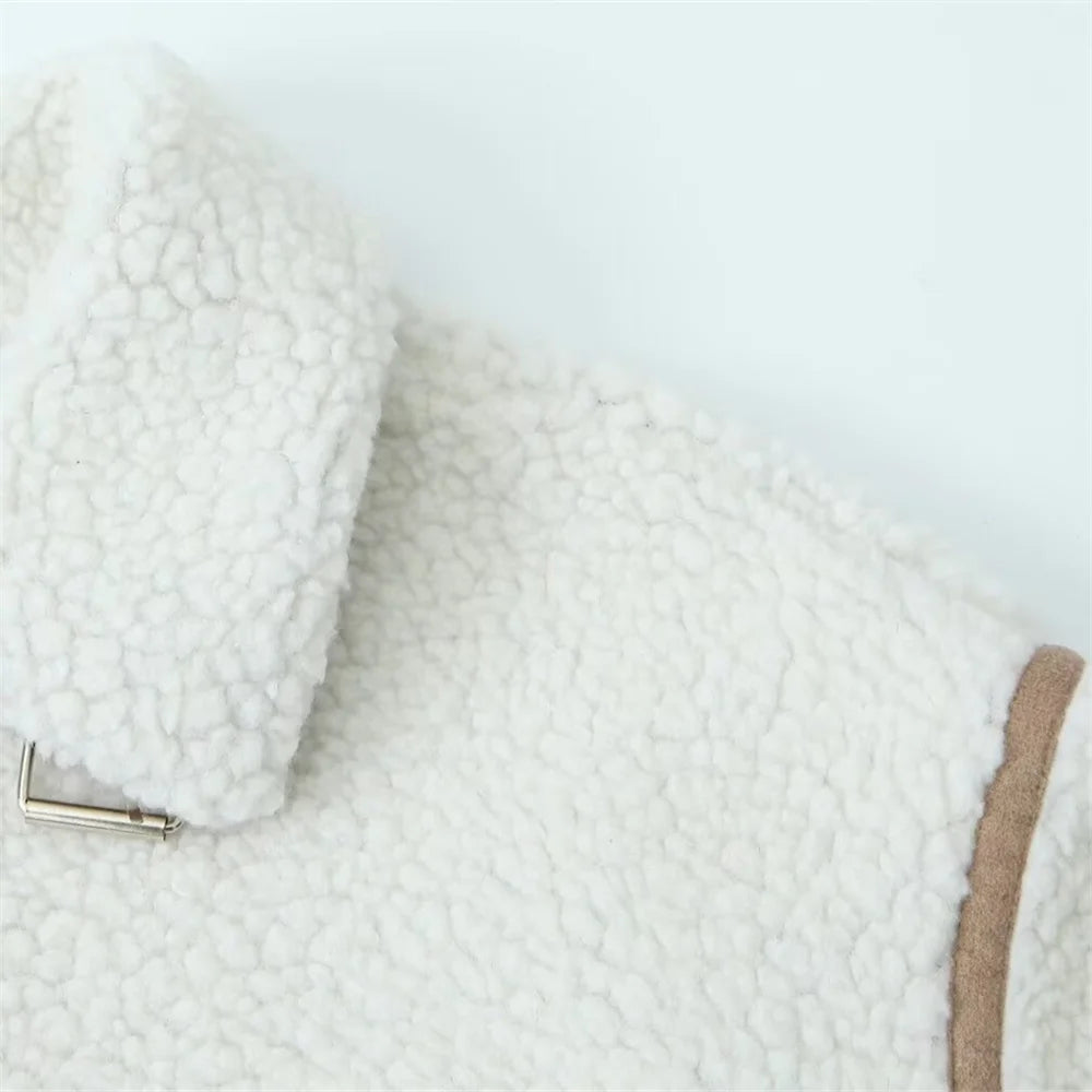 Women's Warm Long Sleeve Jacket with Zipper Pockets