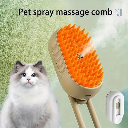 3-in-1 Pet Spa Brush: Steam, Spray, and Groom with Ease