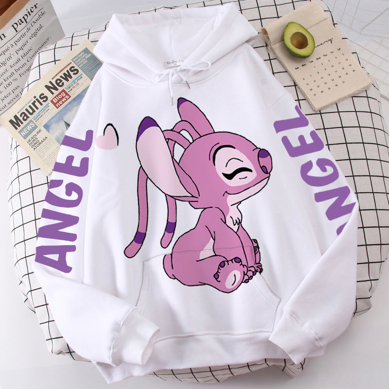 Stitch & Angel Hoodie: Cute & Cozy Cartoon Pullover