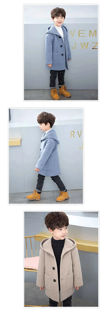 Boys’ Casual Woolen Jacket – Warm & Stylish Korean