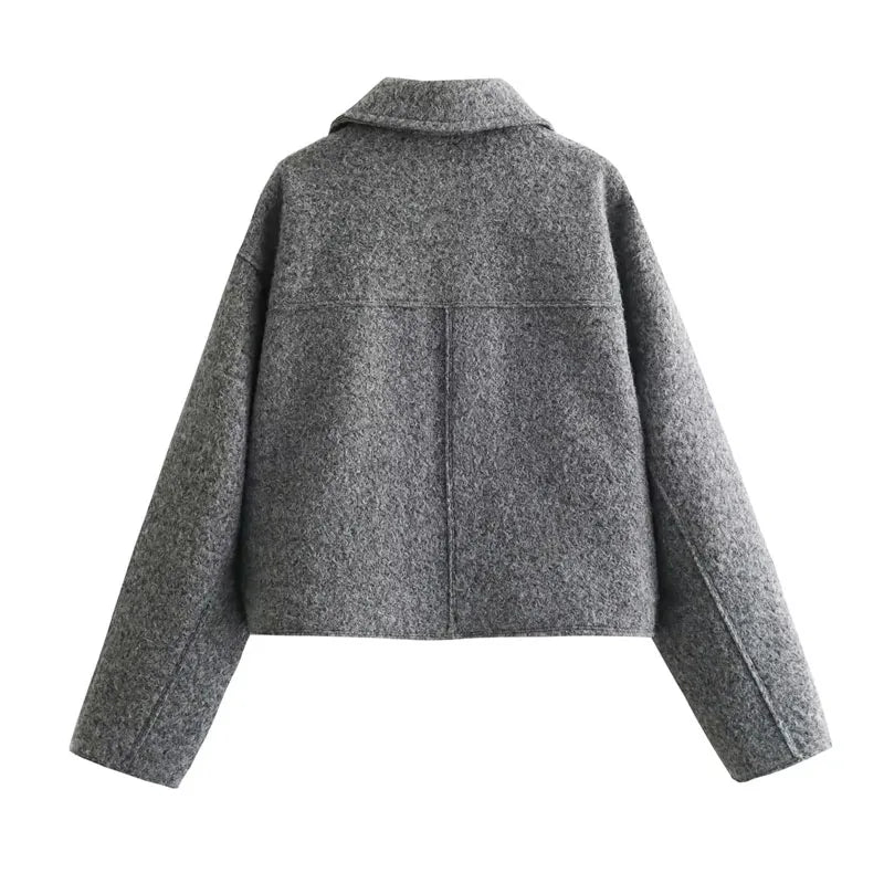 Women's Short Tweed Coat – Zip-Up Crop Style