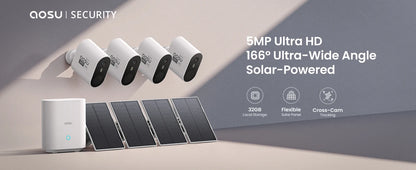 Solar 3MP 360° PTZ WiFi Camera Set | 4 Cams + Base | Smart Surveillance