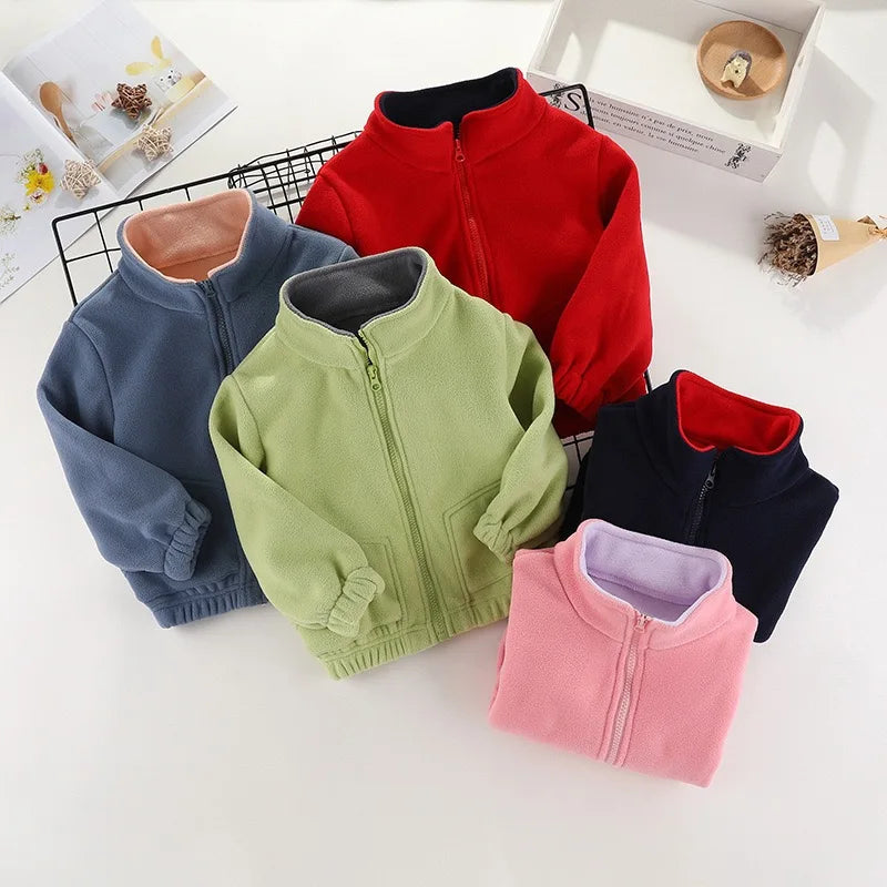 Children’s Thick Fleece Jacket – Zippered Casual Coat