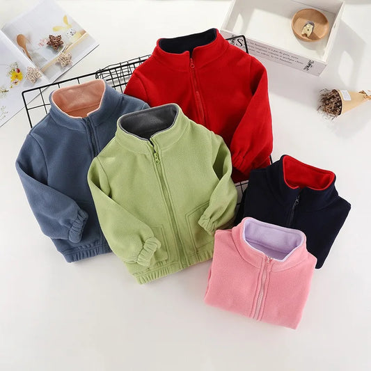 Children’s Thick Fleece Jacket – Zippered Casual Coat
