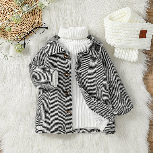 Toddler Warm Jacket with Buttons – 1–3Y Fall/Winter