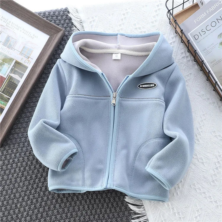 Boys’ Casual Hooded Fleece Sweatshirt – Zipper Coat for Kids