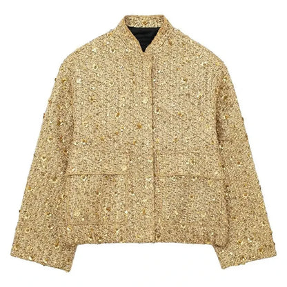 Golden Glam: Y2K Sequin Jacket for Autumn & Winter
