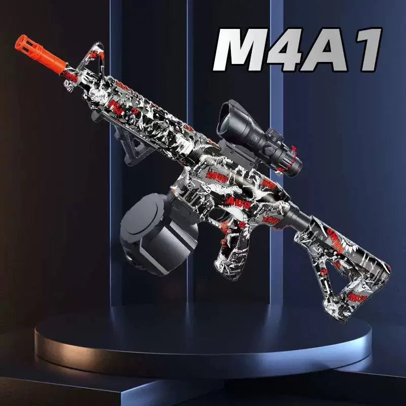 Ultra Shoppings M416 gun toy outdoor electric blaster with gel bullets, ideal for summer water ball shooting and parent-child games.