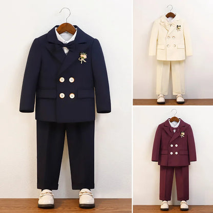 Elegant Boys’ Velvet Suit – British-Style Wedding & Party Outfit