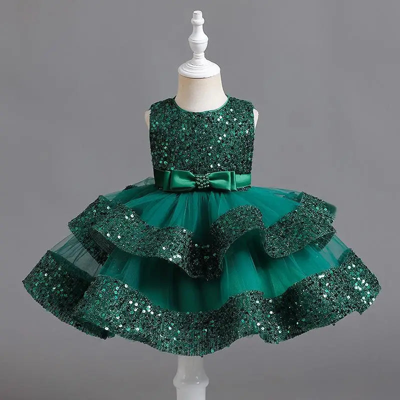 Girls’ Summer Party Dress – Sequin & Beaded Bow Detail