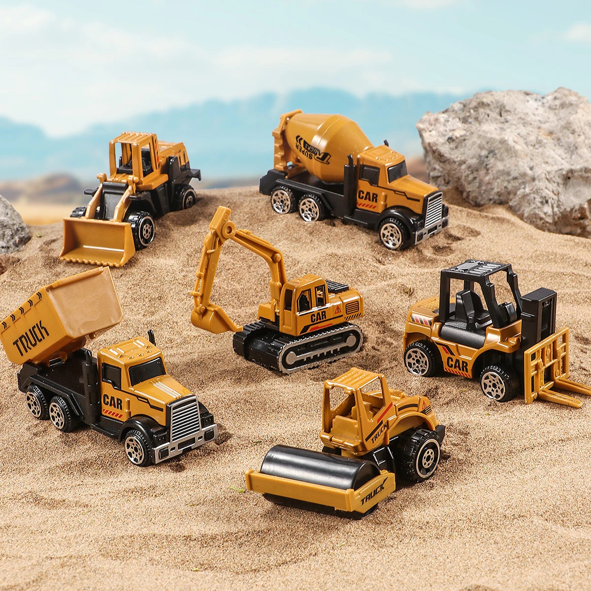 6pcs Alloy Engineering Truck Set – Construction Vehicle Models for Kids