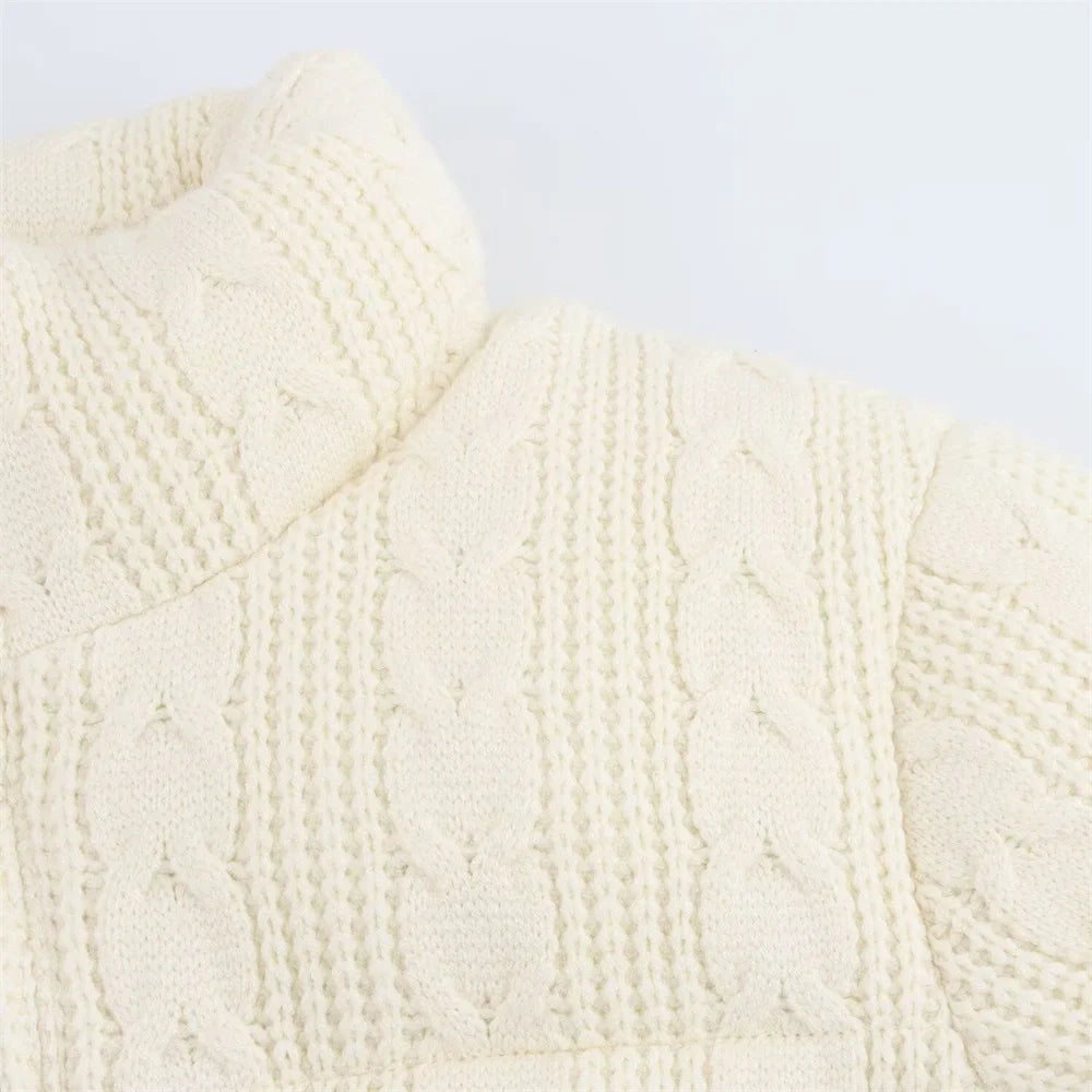 Cozy High Collar Knitted Cotton Jacket
