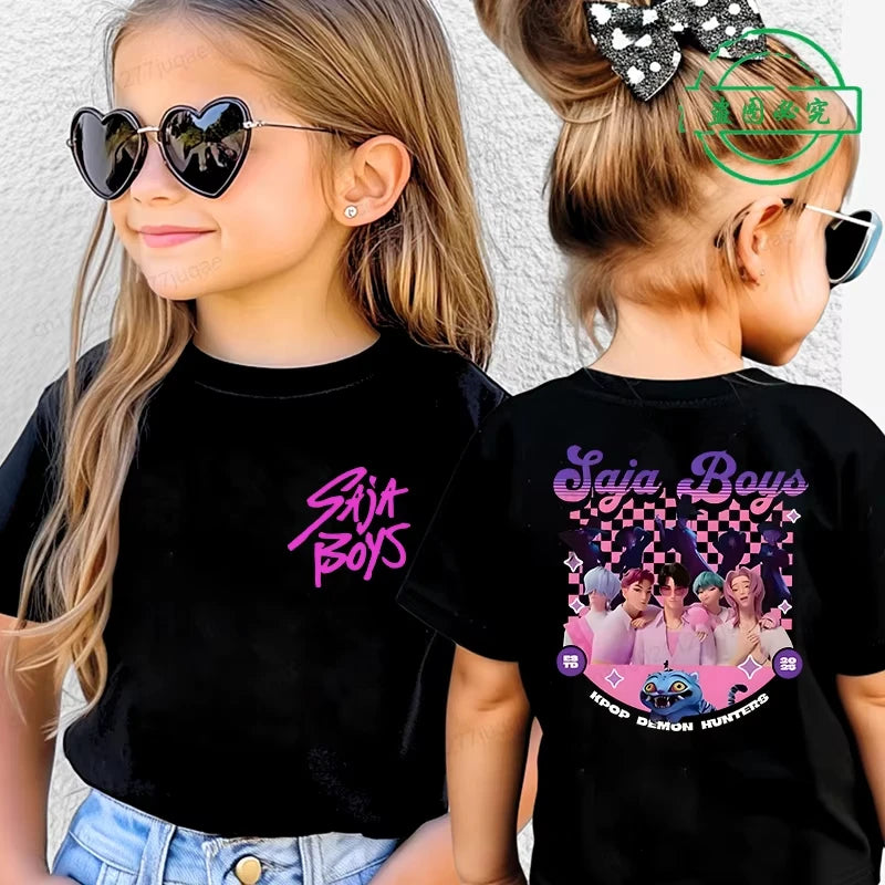 Saja Kpop Demon Hunters Boys Tee – Summer Cartoon Cotton Shirt