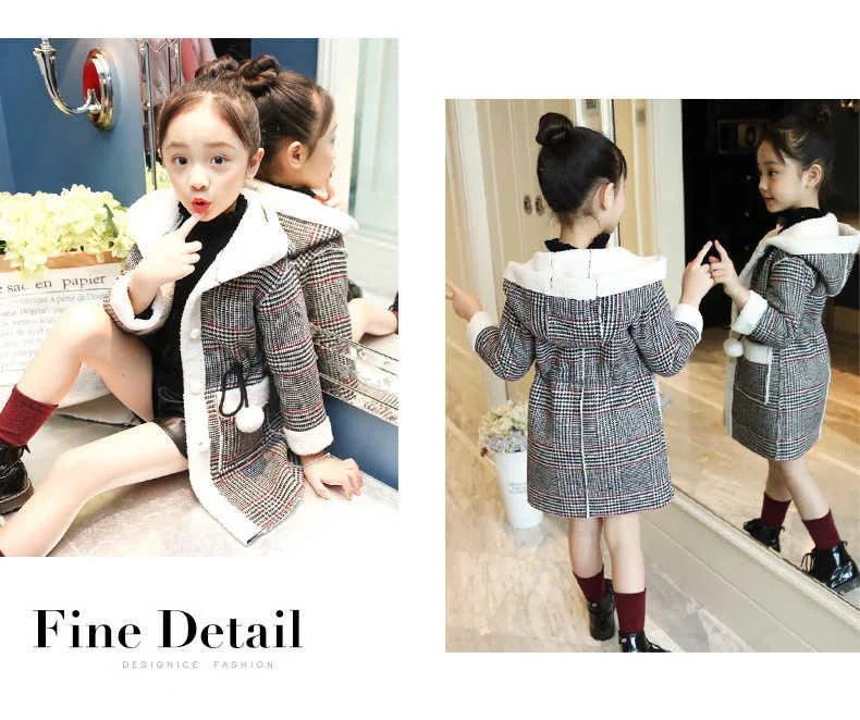 Autumn/Winter Girls’ Jacket – Stylish Hairy Long Coat
