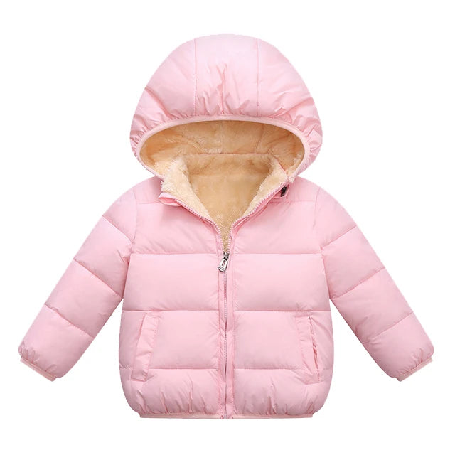 Baby Boys & Girls Thick Winter Jacket – Fur Hooded Coat
