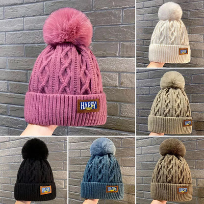 Cozy Faux Fur Pom Pom Beanie – Warm & Chic