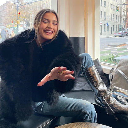 Shawl Collar Faux Fur Jacket – Bold Winter Look