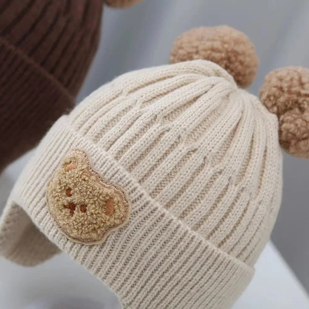 Baby Wool Hat – Cute Bear Ear Winter Knitted Cap