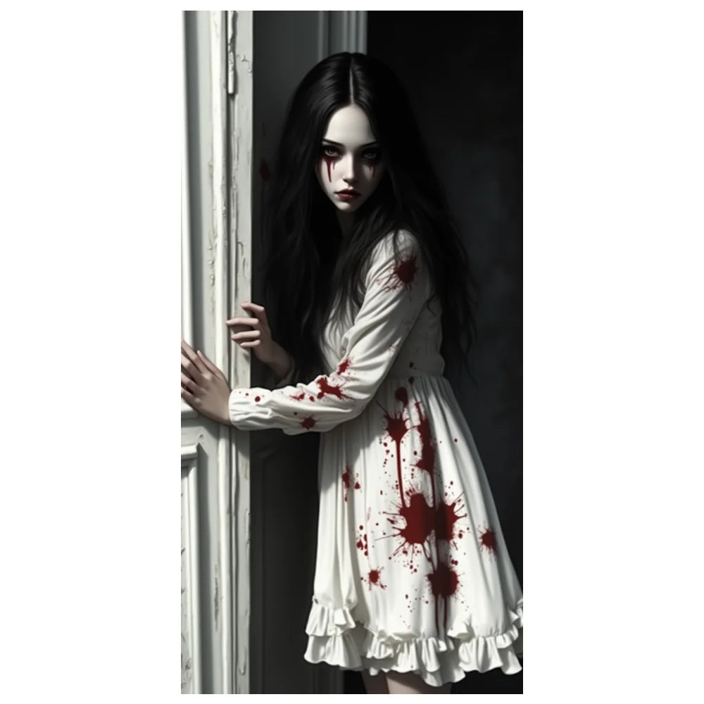 Halloween Door Banner – Scary Moon Night & Cemetery Scene