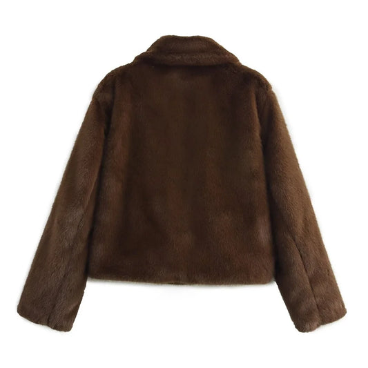 2025 Brown Lapel Button Jacket – Autumn/Winter Chic
