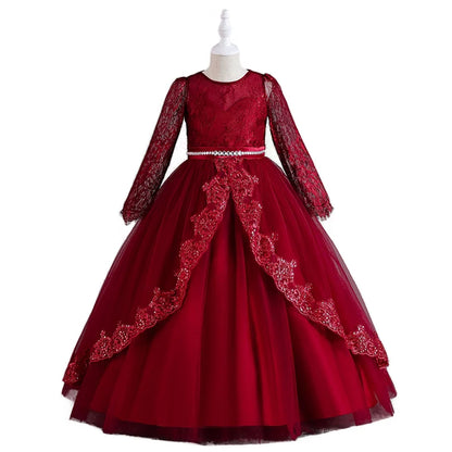 Girls Evening Dress – Lace Embroidered Party Gownn