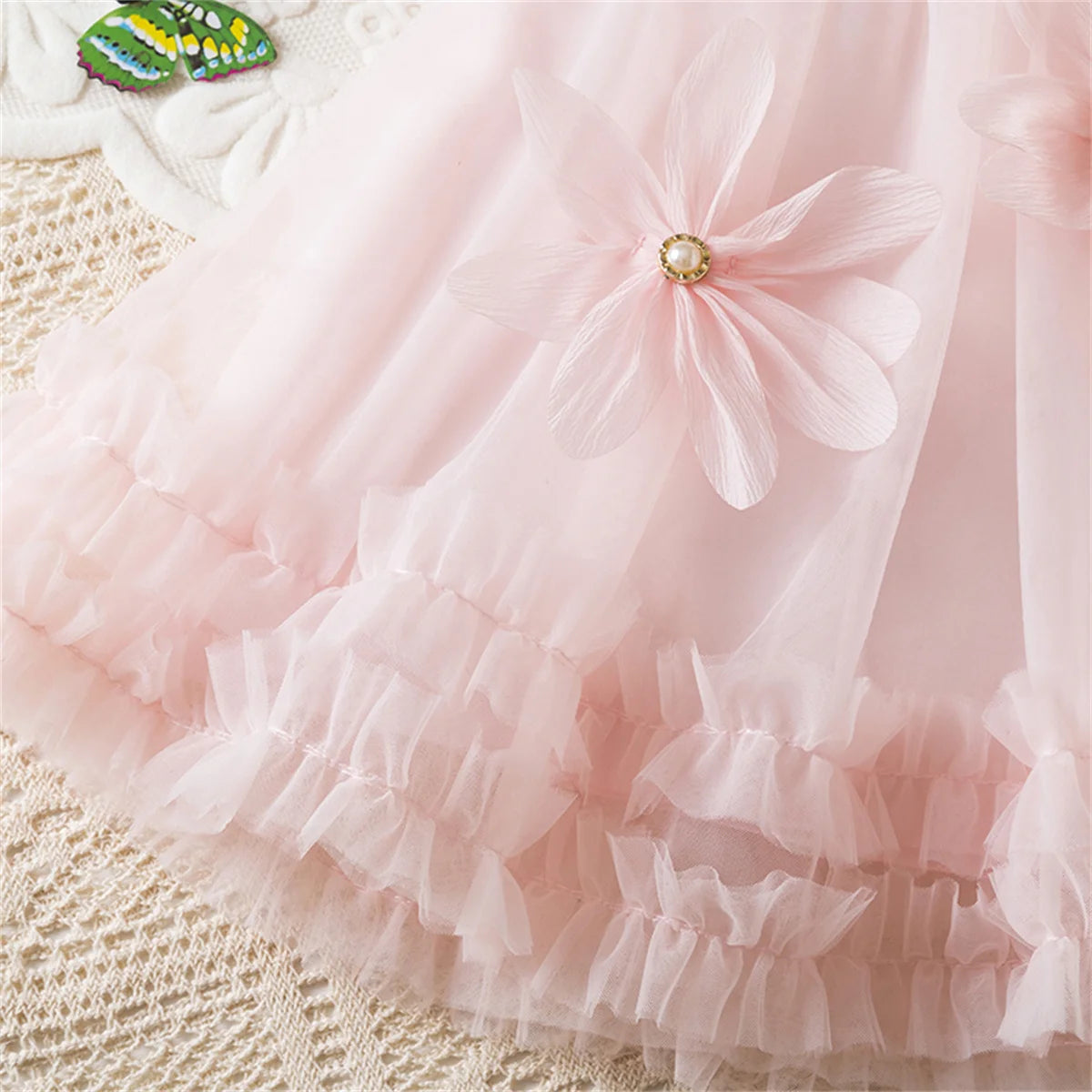 Baby Girl Costume – 3D Flowers & Mesh Pleats