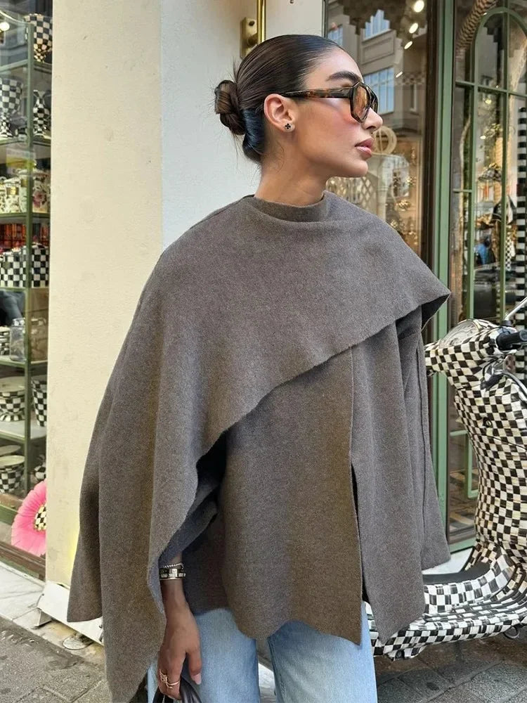 Autumn Chic: Knit Scarf Jacket for Women