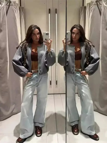 Retro Revival: Soft Bomber Jacket for Women