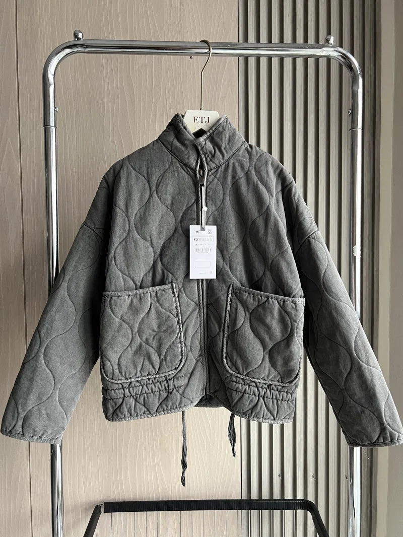 High Collar Quilted Coat – Retro Meets Modern