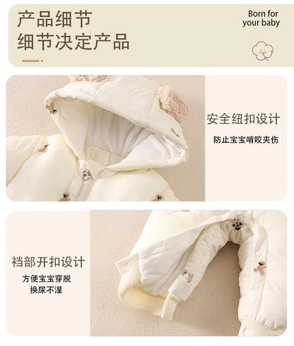 Thick Winter Baby Romper – Fleece & Hooded