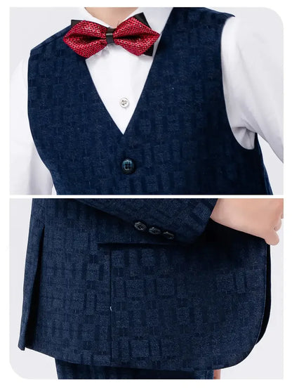 Boys’ Multi-Occasion Suit – Jacket, Vest, Pants & Accessories Set