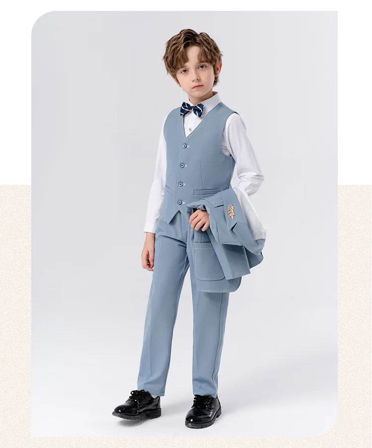 Boys’ Formal Suit Set – Spring/Summer Wedding Outfit (Ages 1–14)