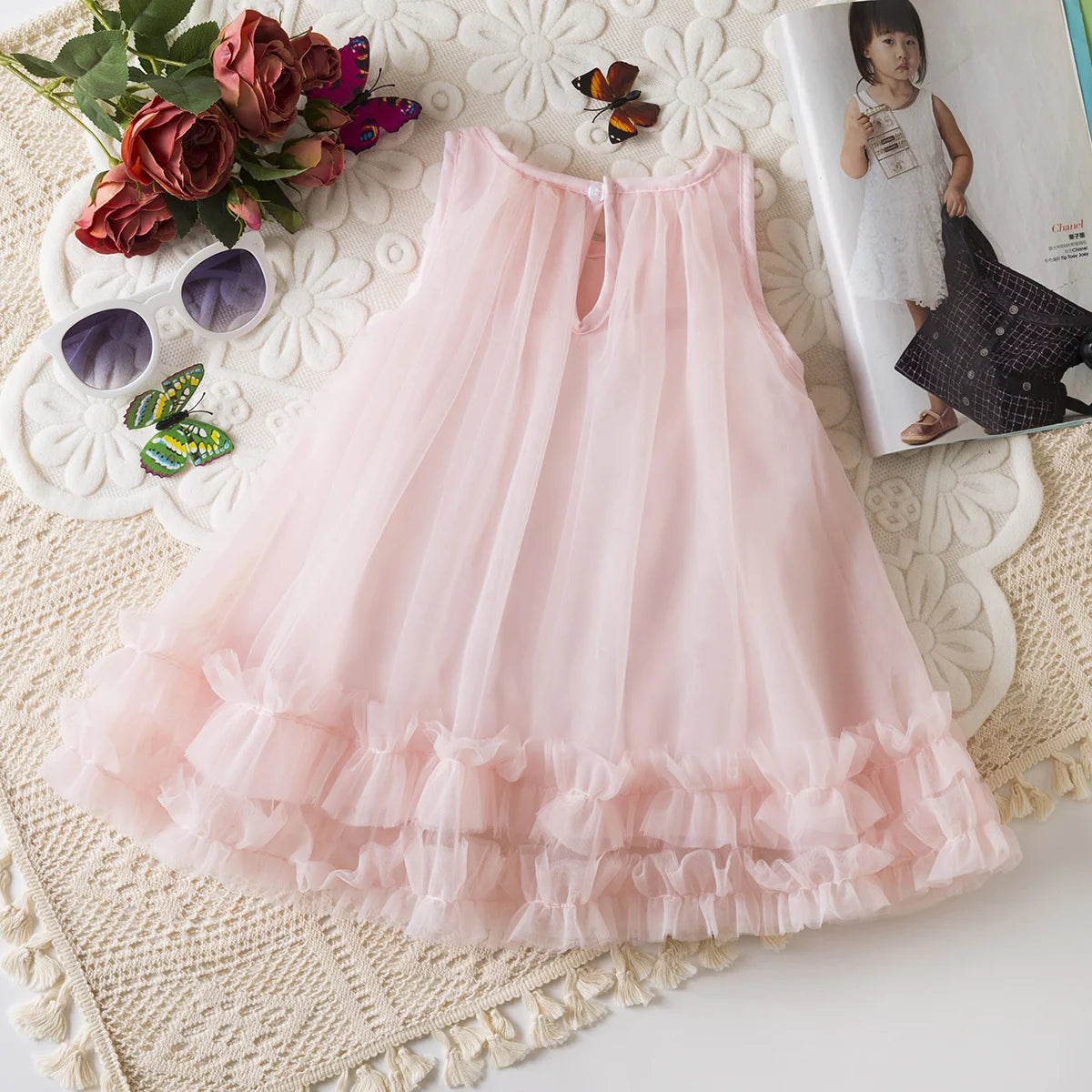 Baby Girl Costume – 3D Flowers & Mesh Pleats