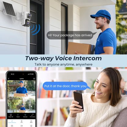 8MP Solar Security Camera | Dual Lens | WiFi | PIR Detection | Color Night Vision