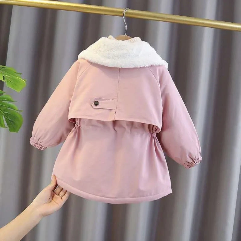 Warm Coat for Girls – Lapel Style with Waist