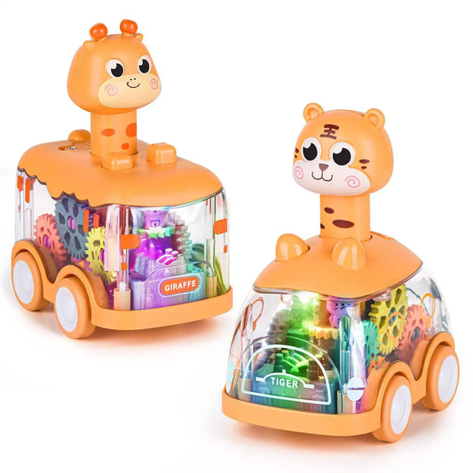 Transparent Light Gear Toy Car – Sliding Inertial Puzzle Car for Toddlers!