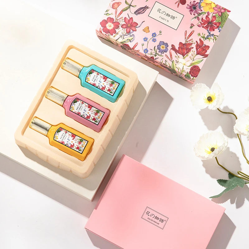 Floral Scent Perfume Gift Box: 4-Piece Set with Lasting Fragrance"