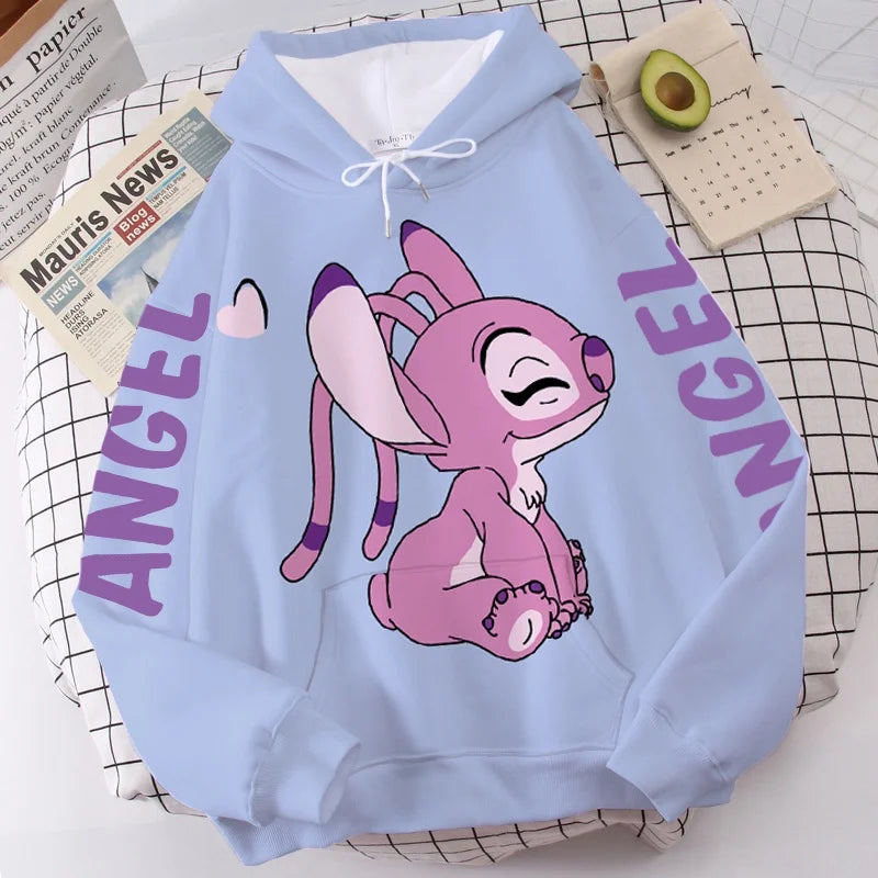 Stitch & Angel Hoodie: Cute & Cozy Cartoon Pullover