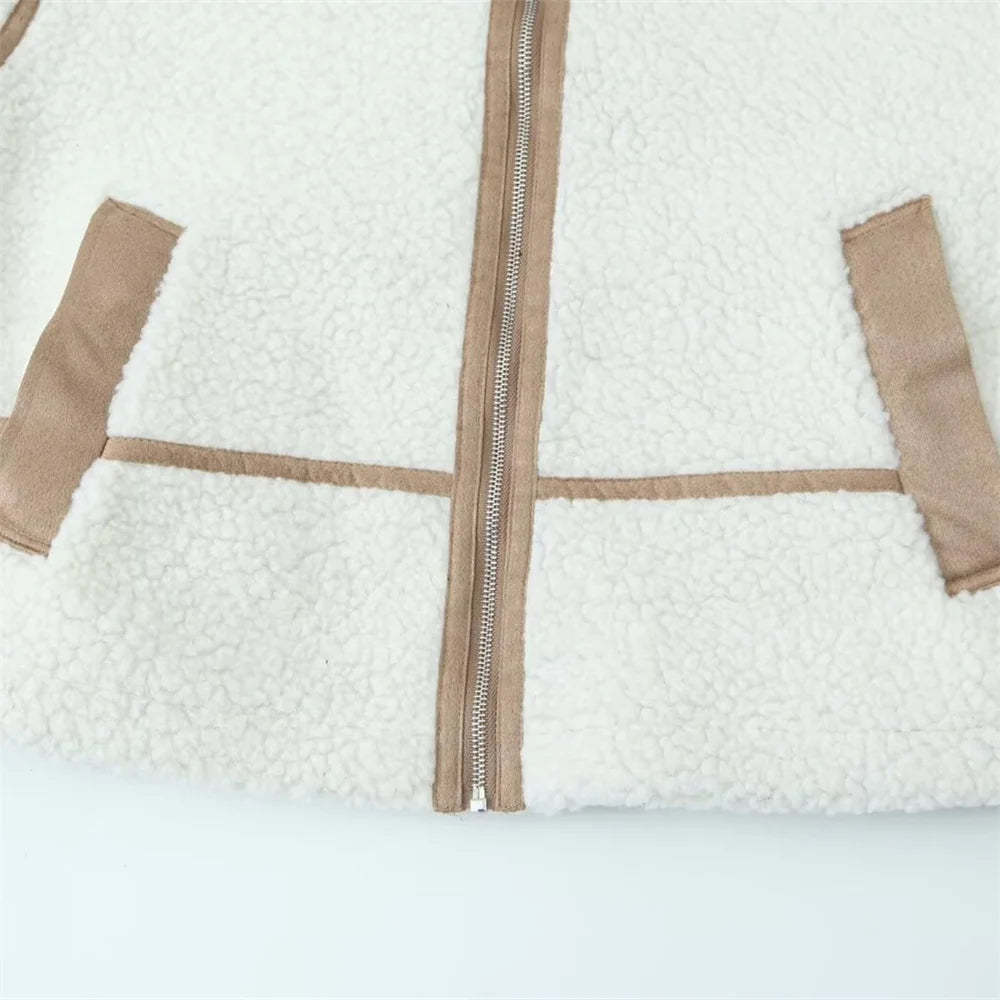 Women's Warm Long Sleeve Jacket with Zipper Pockets