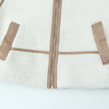 Women's Warm Long Sleeve Jacket with Zipper Pockets