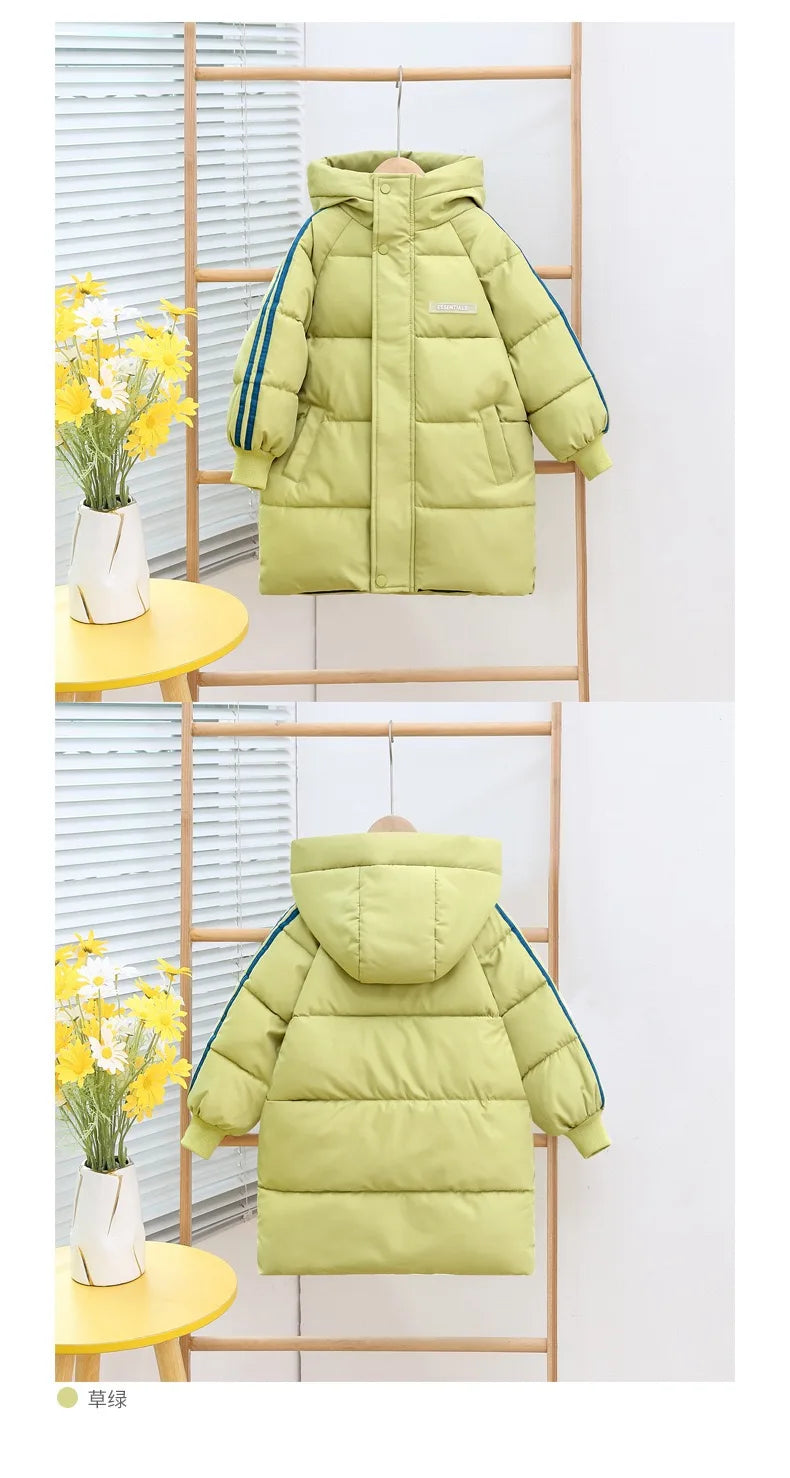 Kids' Long Cotton-Padded Jacket – Warm & Stylish