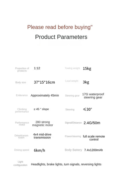 RC Pickup Truck MN82 – 1/12 Scale 4WD Off-Road Toy Car
