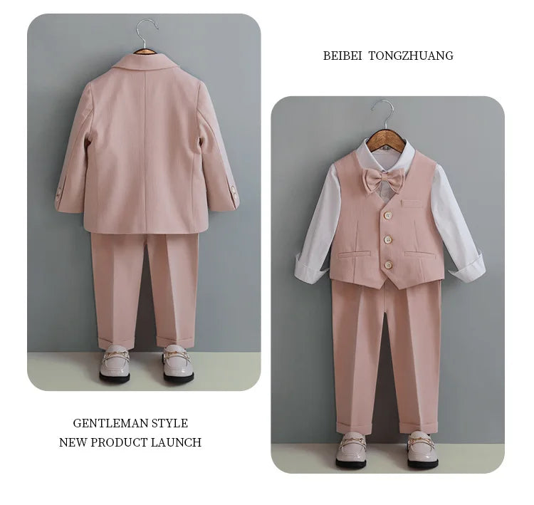 Boys’ Wedding Tuxedo Set – Formal Blazer, Pants & Bowtie Outfit