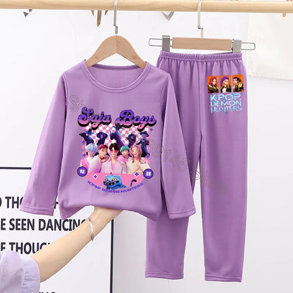 Kawaii Kpop Demon Hunters Girls Nightgown – Cozy Autumn Sleepwear