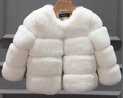 Girls' Faux Fur Winter Coat – Warm Long Sleeve Jacket