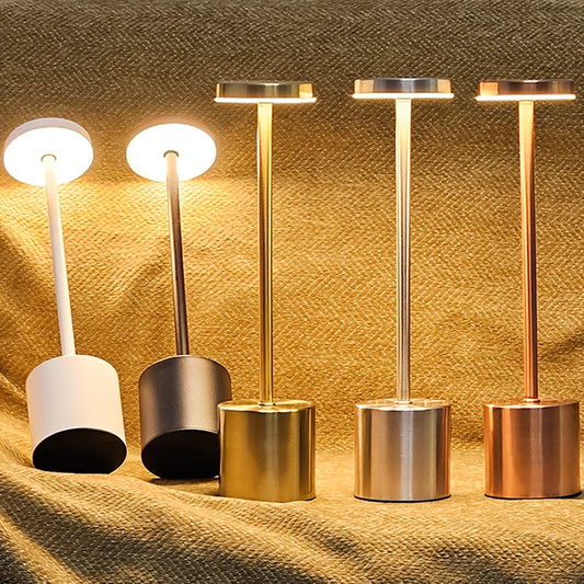 USB Rechargeable LED Table Lamp: Touch Control, 3-Color Metal Design