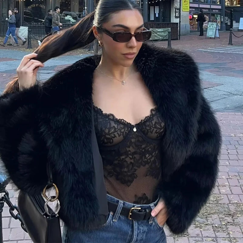 Cozy Black Faux Fur Outerwear – Trendy & Warm