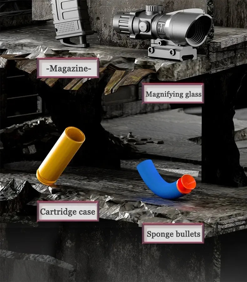 Ultra Shoppings M416 toy gun with soft bullets, suction cups, manual load, realistic assault rifle for children, fun outdoor toy